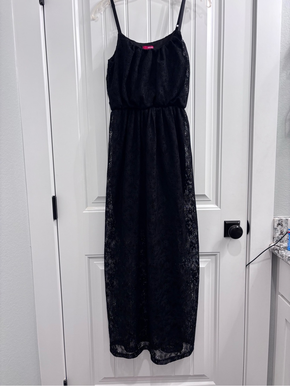 Black Lace Maxi Dress with Spaghetti Straps